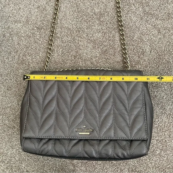 Kate Spade Gray Leather Quilted Shoulder Bag - Picture 10 of 12